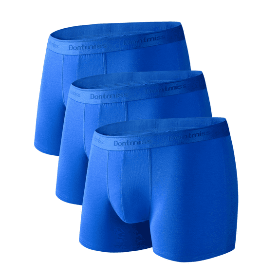 Dontmiss Men's Soft Breathable Bamboo Viscose Underwear 3-Pack Boxer Brief