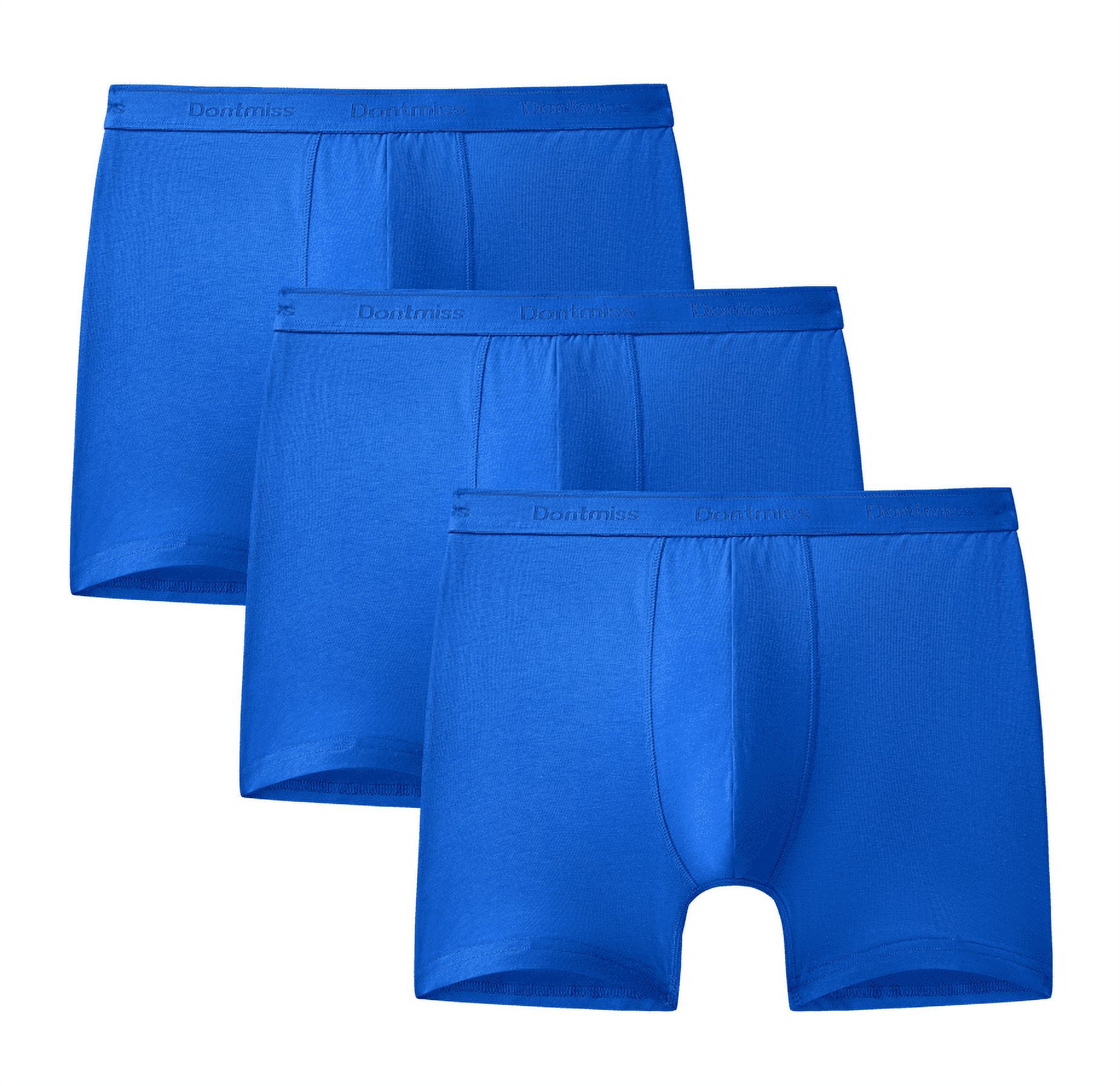 Dontmiss Men's Soft Breathable Bamboo Viscose Underwear 3-Pack Boxer ...
