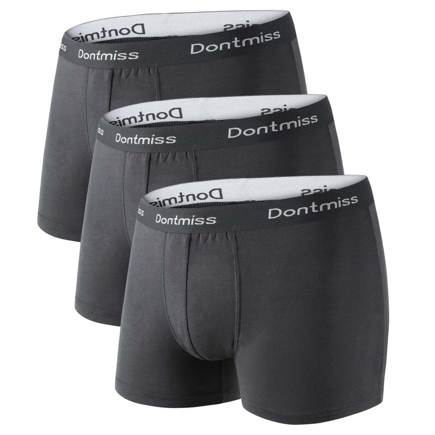 Dontmiss Men's Underwear Micro Modal Boxer Briefs Soft Trunks in 3 Pack