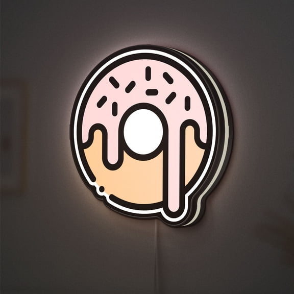 Donut 3D Novelty Light Box, Sweet Dessert Lamp Decor for Snack Lovers, Bakery Shops and Colorful Fast Food Theme Rooms (Width 16 inch, 40cm)