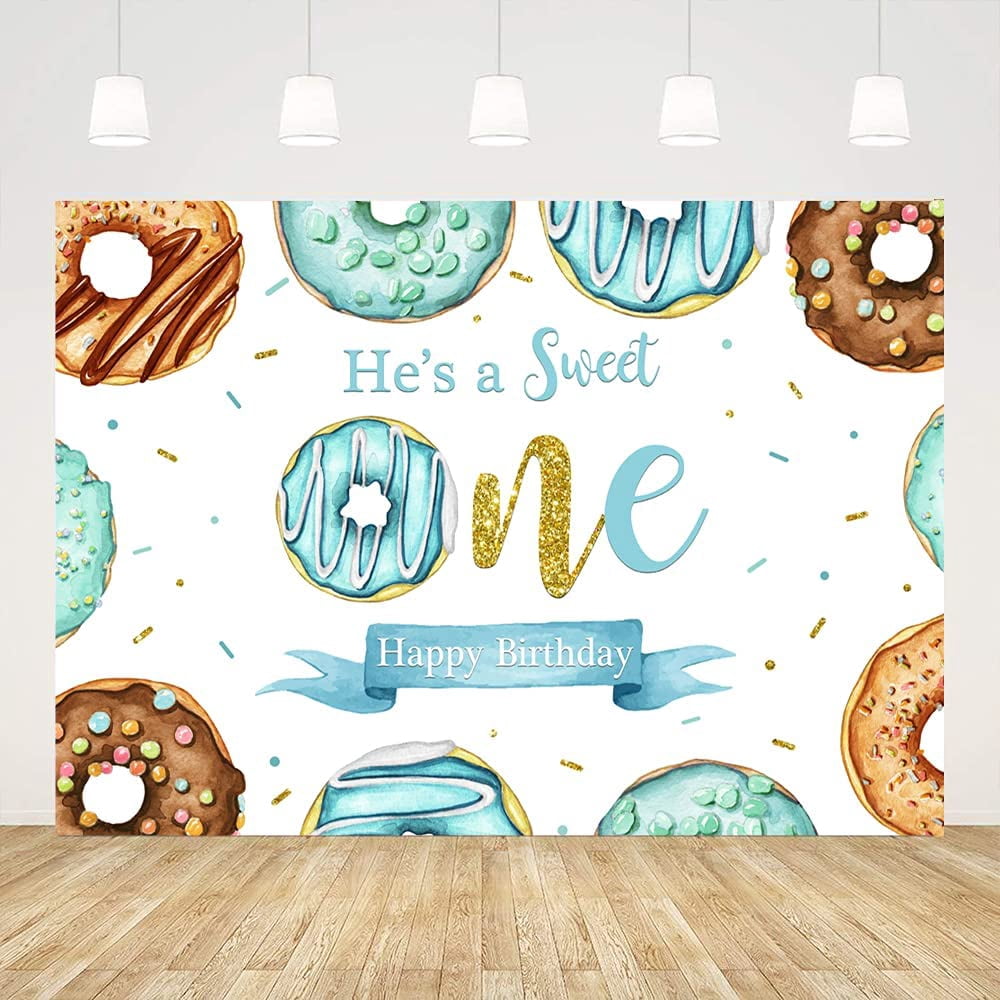 Sweet One Donut White Circle 1st Birthday Backdrop