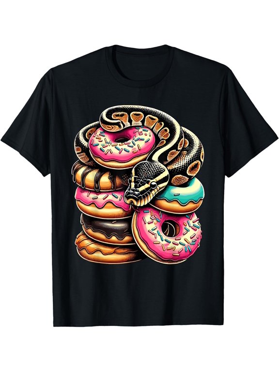Donut Ball Python Graphic Tee for Reptile Lovers Snake T-Shirt, Vintage Birthday Gift
