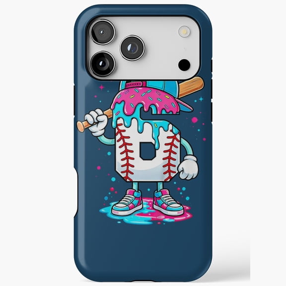 Donut Baseball B Cartoon Character with Bat for iPhone Case 11 through 17 Pro Max