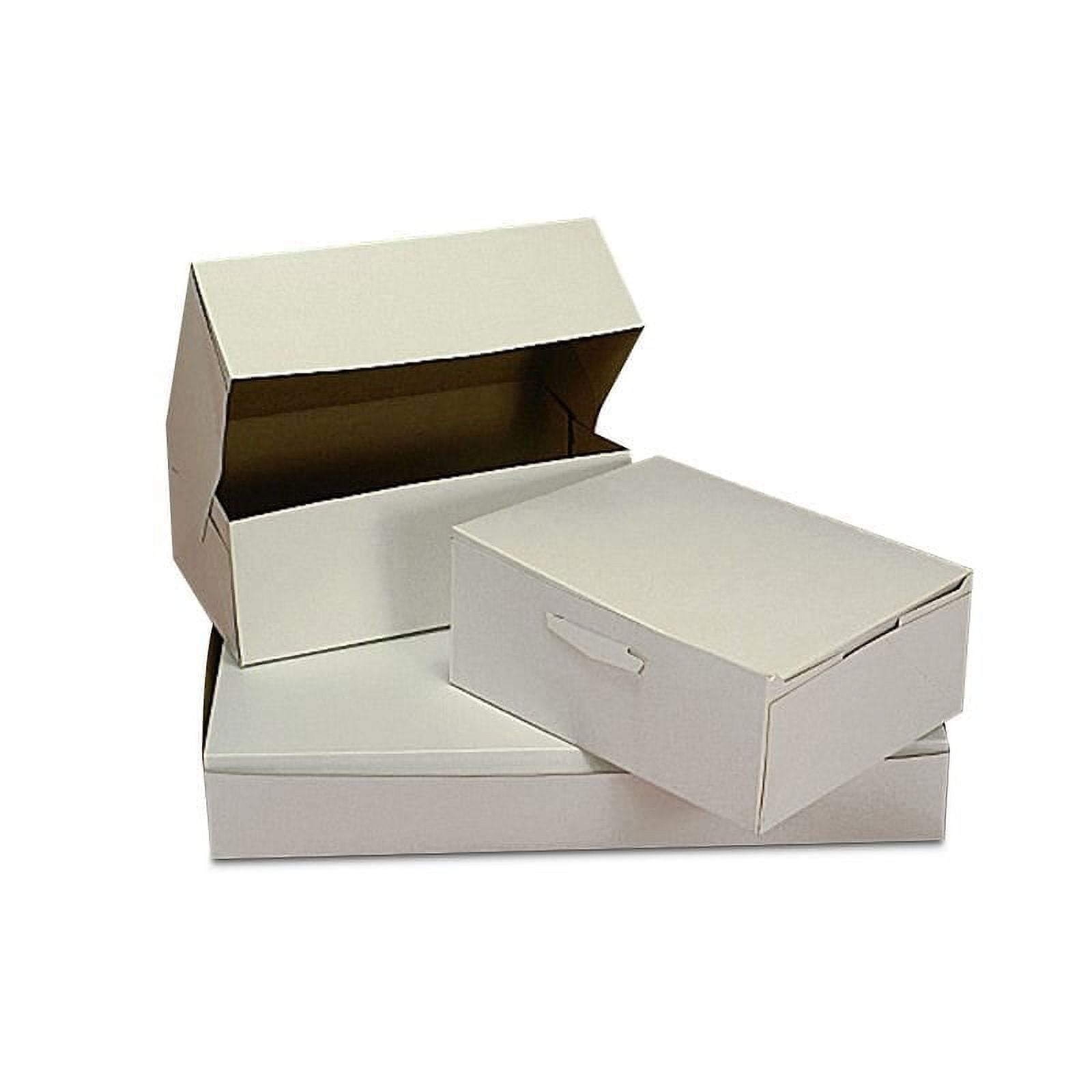 Sweet Vision Square Clear Plastic Cake Box - White Lid and White Base, Gray  Ribbon - 10'' x 10'' x 8 1/4'' - 10 count box