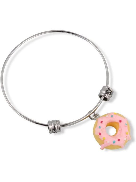 Donut Bracelet | BFF Food Bracelets Yellow with Pink Icing and Sprinkles Fancy Friendship Bangle