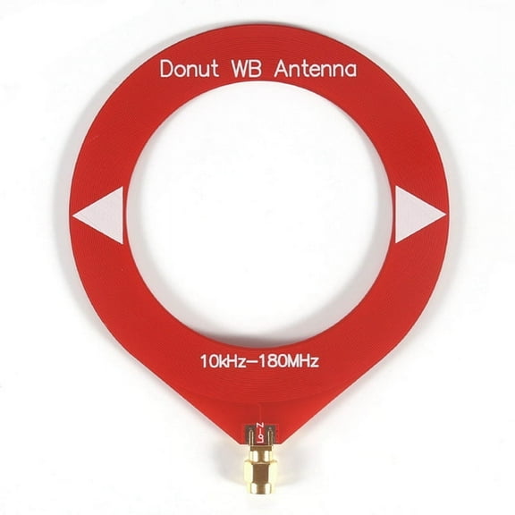 Donut Broadband Antenna 10kHz-180MHz Receiving Antenna Mini Loop Antenna for Radio Walkie Talkie SDR Red
