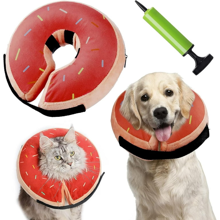 Donut Brown Dog Cone Collar Soft Cone Collar for Dogs After Surgery for Large Medium Small Dogs Pet Inflatable Collar Protective Recovery Donut