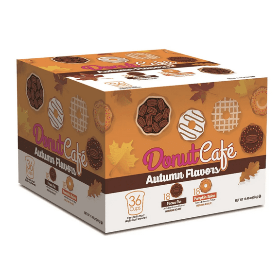 Donut Cafe Single Serve Coffee Pods for Keurig K-Cup Brewers, Autumn Flavors, 36 Count