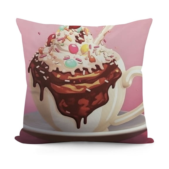 Donut Chocolate Biscuit Cup Ice Cream Pineapple Throw Pillow Square Cover