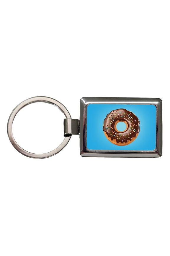 Donut Chocolate Sprinkles Metal Rectangle Keychain