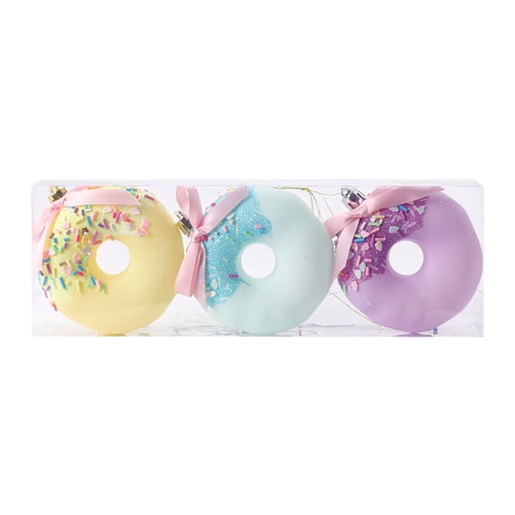 Donut Christmas Ornaments, Candy Shaped Hanging Decorations, Sprinkle Frosted Donut Tree Pendants, Sweet Dessert Style Holiday Baubles, Xmas Party Display Ornaments, Pastel Baubles