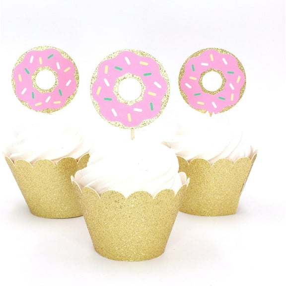 Donut Cupcake Toppers - Custom Party Decorations - Fast Shipping 12pcs