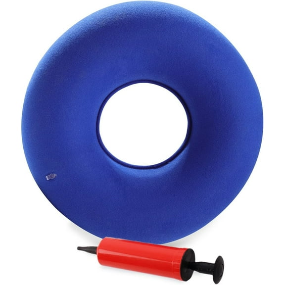 Donut Cushion Seat,Inflatable Ring Cushion with a Pump,Donut Pillow for Tailbone Pain,Hemorrhoid Seat Pillow,Round Wheelchairs Seat Cushion for Home,Car or Office (Blue)