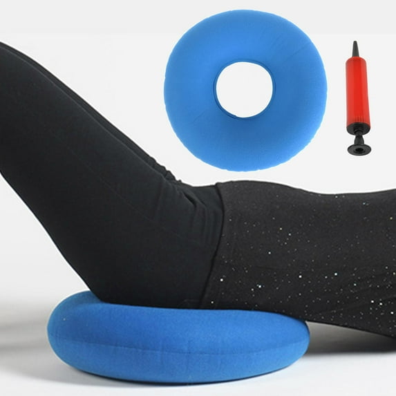 Donut Cushion Seat, Portable Inflatable Seat Pillow 15" Bed Sores Seat Pad for Hemorrhoid, Tailbone, Coccyx - Air Pump Included - Light Blue