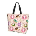 thumbnail image 1 of Donut Cute rabbits Women's Tote Bags Reusable Grocery Shopping Bag Foldable for Beach Gym Work Daily Carry All, 1 of 6
