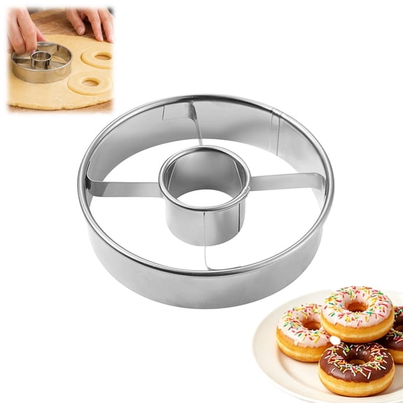 Donut Cutter with Hole, 3.86 Inch Stainless Steel Bagel Mold Doughnut Cutters Donut Hole Cutter Baking Tool for Making Donuts, Bagels, Cookies, Biscuits 1PCS