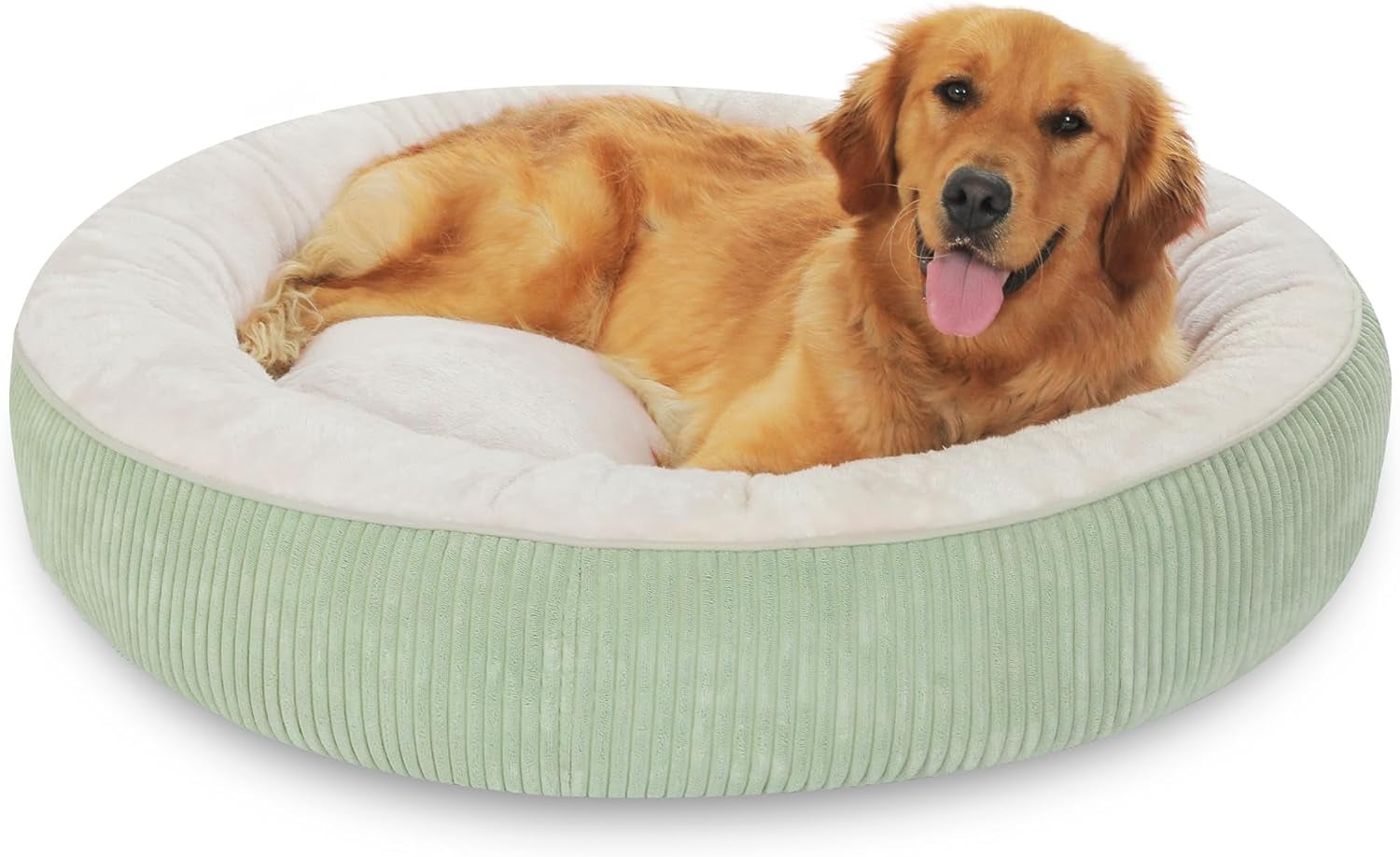 Donut Dog Bed,36 Inches Calming Round Dog Beds for Large Dogs,Washable Anti Anxiety Cuddler Dog Bed with Removable Cover(Sage Green,Large)