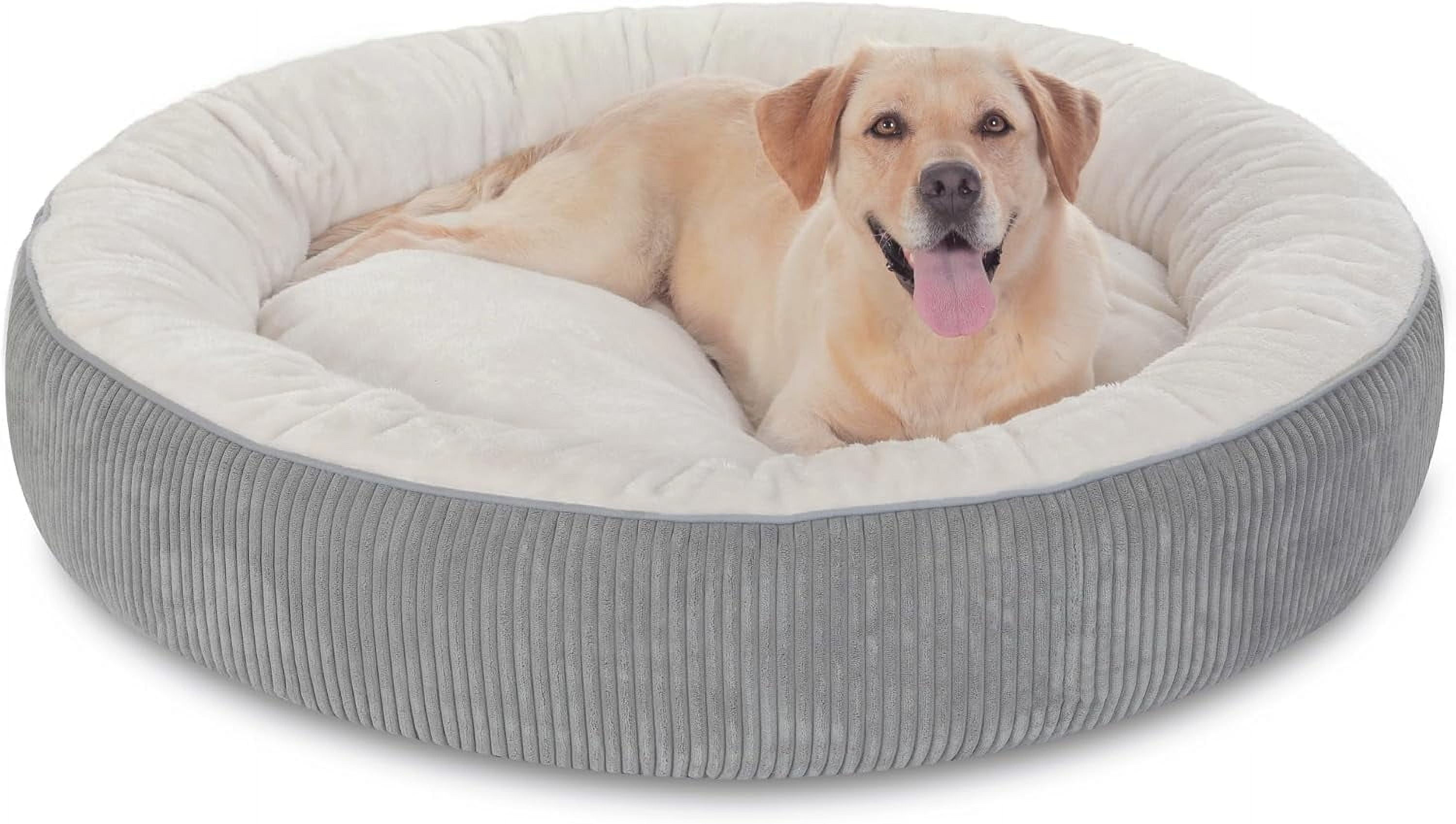 Donut Dog Bed,45 Inches Calming Round Dog Beds for Extra Large Dogs,Washable Anti Anxiety Cuddler Dog Bed with Removable Cover(Light Grey,XL)