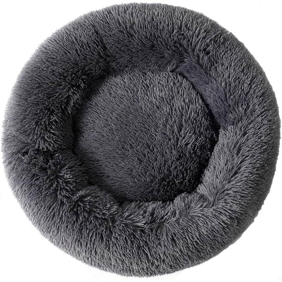 Donut Dog Bed Cat Bed Fluffy Calming Pet Bed Dog Round Bed Cat Round Bed Warm Kitten Nest Ideal for 3Kg Pet, Small, Dark Dray