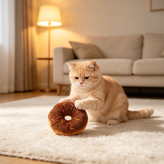 Donut Dog Toy, Squeaky Chew Toy, Aggressive Chewers, Boredom Relief, Interactive Pet Toy, Anxiety Relief, Plush Cat Toy, Durable, Scratch Resistant, Easy Clean, Indoor/Outdoor