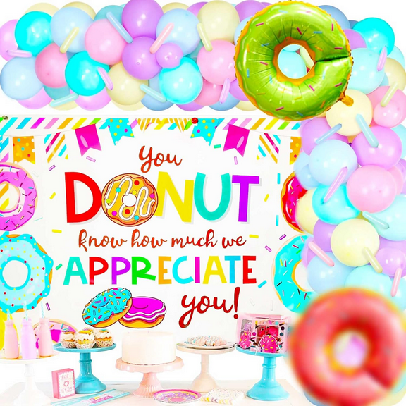 Donut Forget Us Party Decoration Backdrop Going Away Decor Farewell Decor Career Change Bachelorette Retirement Party Decorations Supplies