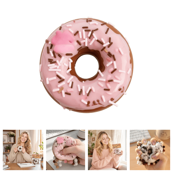 Donut Form Hand Squeeze Fidget Toy Realistic Dessert Themed Play Item for Indoor Daily Entertainment & Desk Decoration