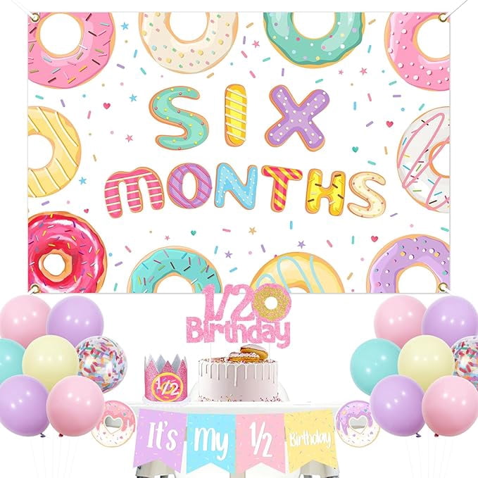 Donut Half Birthday Decorations, Sweet 6 Months Party Decor for Girl ...