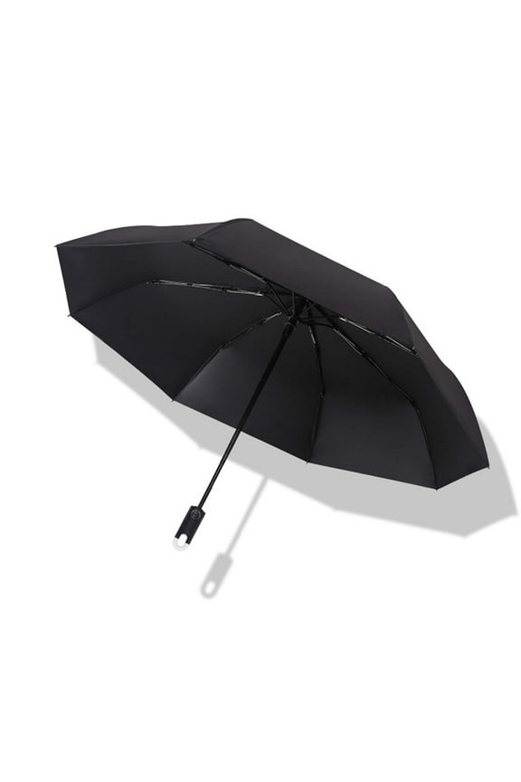 Donut Hook Auto Umbrella UPF50+ - 8-Rib Windproof Black Glue Sun & Rain Dual Use with One-Button Open (Military-Grade Steel Frame Compact Foldable Design 39x23 in)​