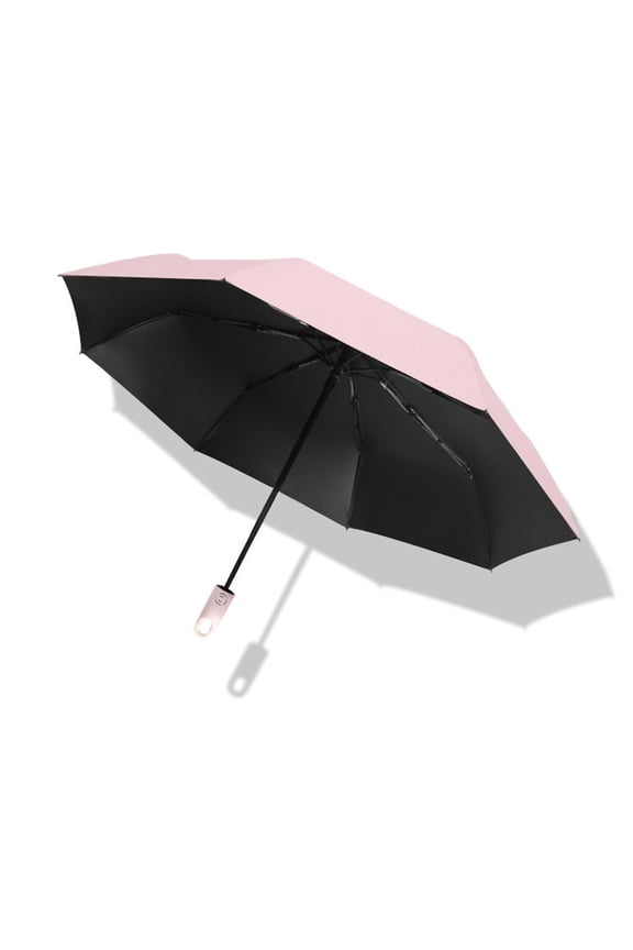 Donut Hook Auto Umbrella UPF50+ - 8-Rib Windproof Black Glue Sun & Rain Dual Use with One-Button Open (Military-Grade Steel Frame Compact Foldable Design 39x23 in)