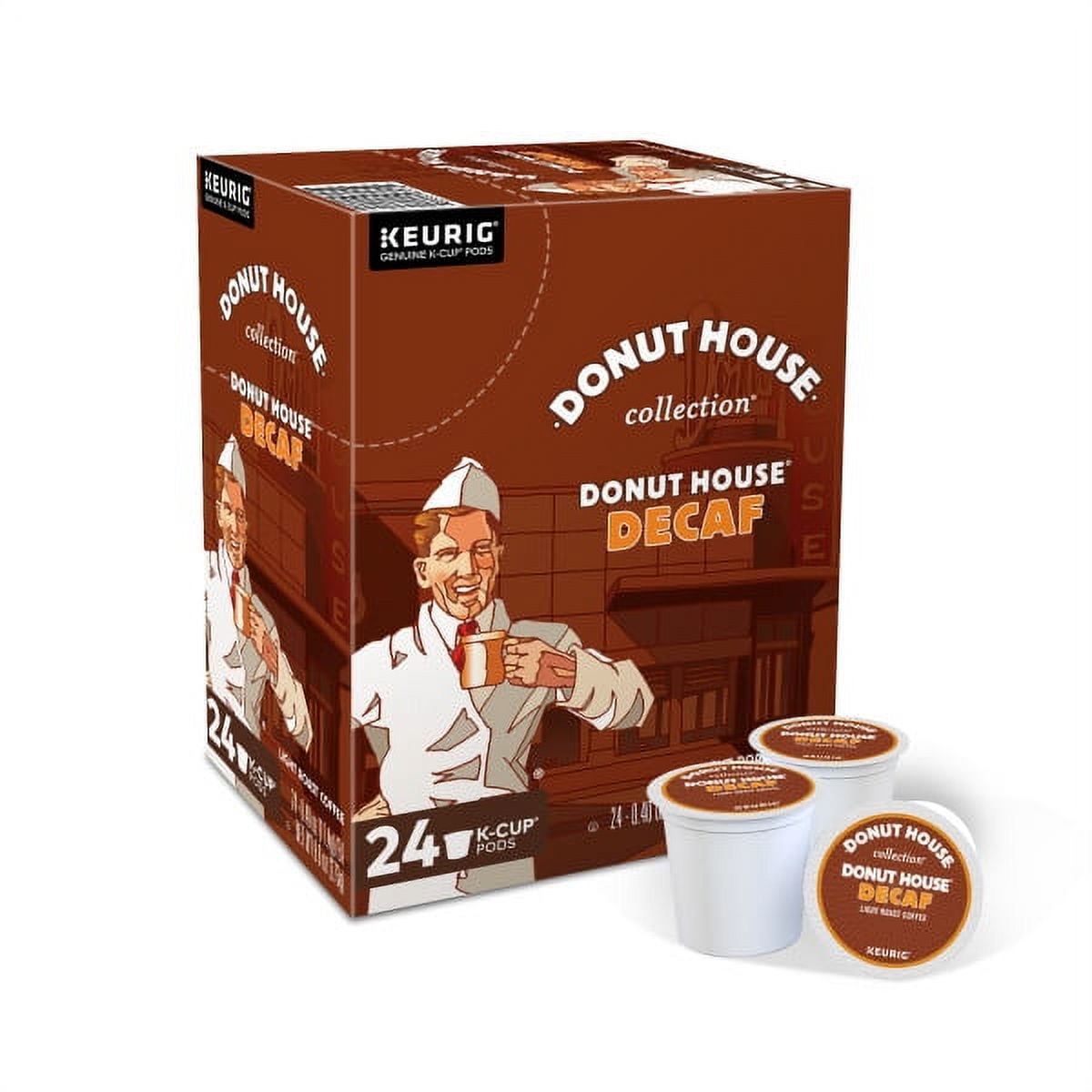 Donut House Collection Decaf Donut House K-Cup Coffee Pods, Light Roast, 24 Count for Keurig Brewers