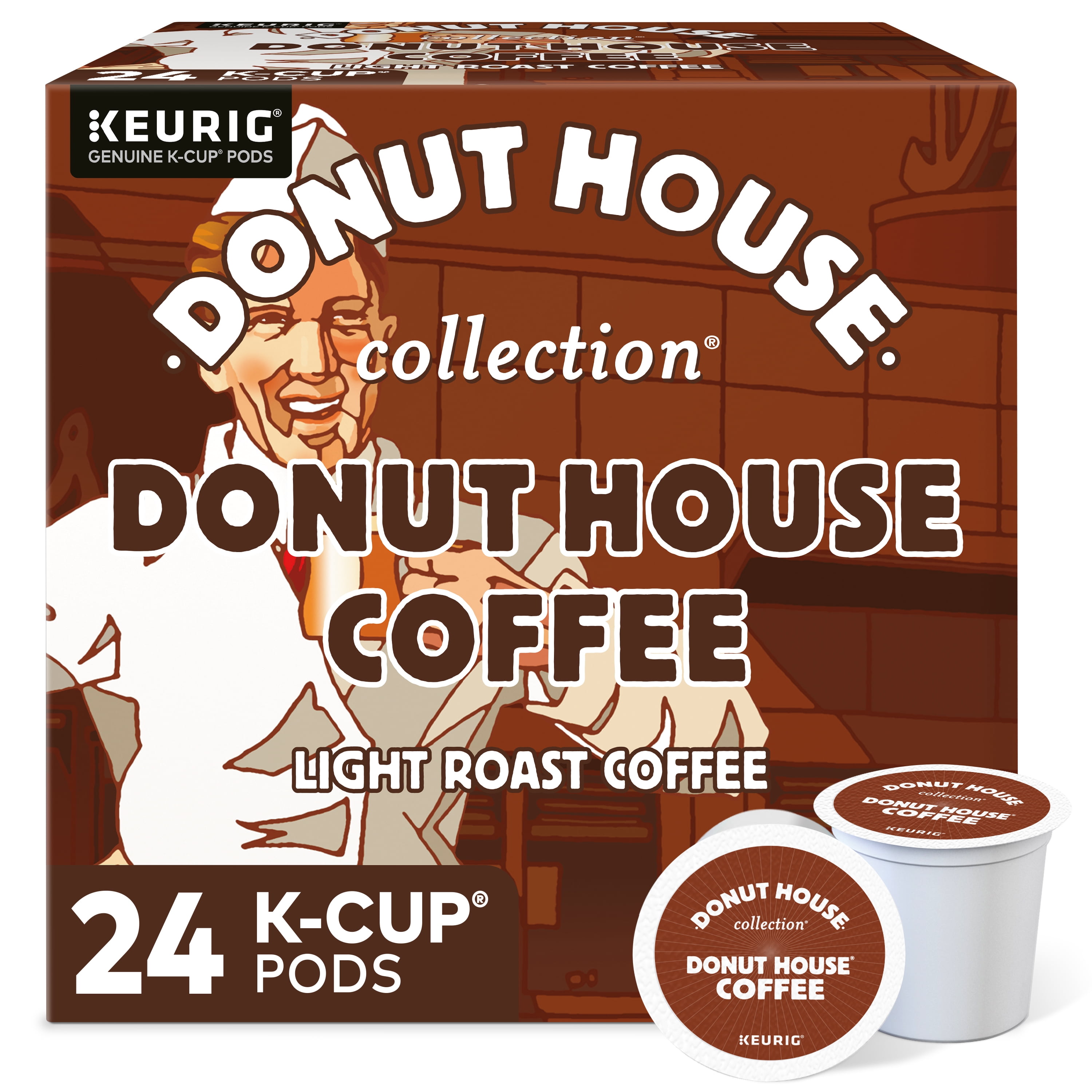 Donut House Collection Donut House K-Cup Coffee Pods, Light Roast, 24 Count for Keurig Brewers