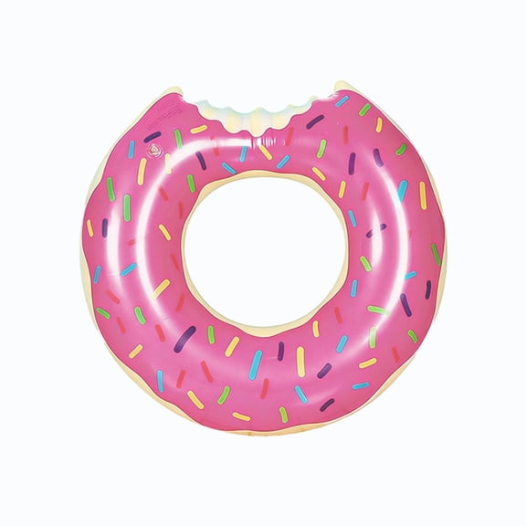Donut Inflatable Swim Float, Thick Candy Print Water Tube for Teens Adults Pool Lake Beach Summer Outdoor Water Relax Gear Pink