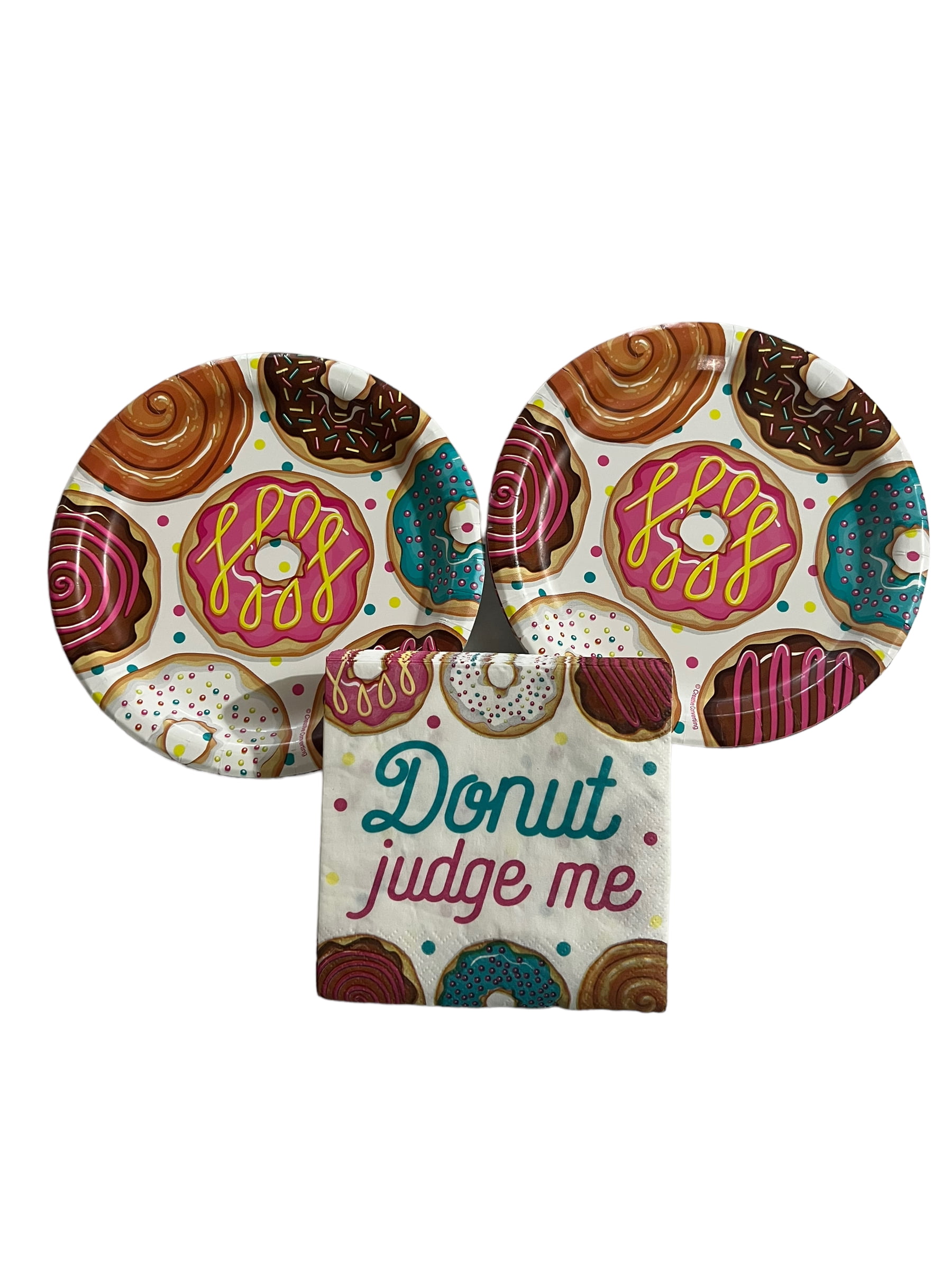 Donut Judge Me Plates and Napkins bundle for 36 Guests.