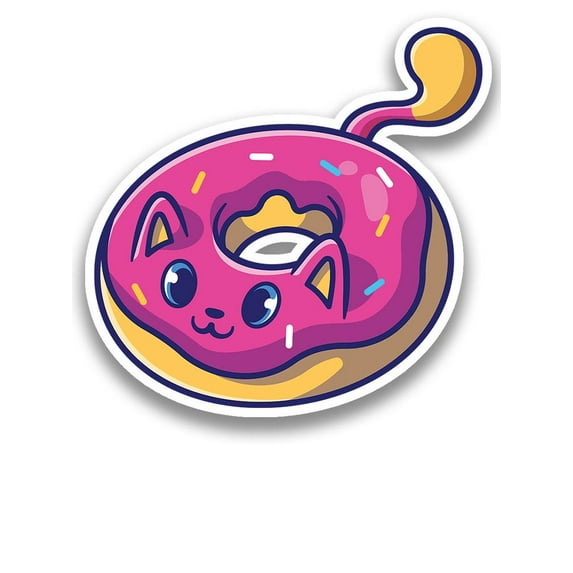 Donut Kitten. Sticker -Smartprints Designs, Vinyl Sticker