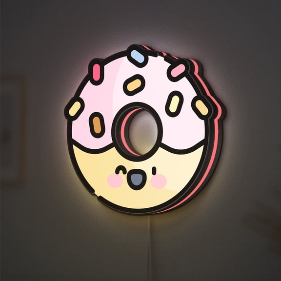 Donut LED Lightbox - Cute Food Dessert Sweets Decor, Custom Led Sign for Home Office Shop Decor (Height 24 inch, 60cm)