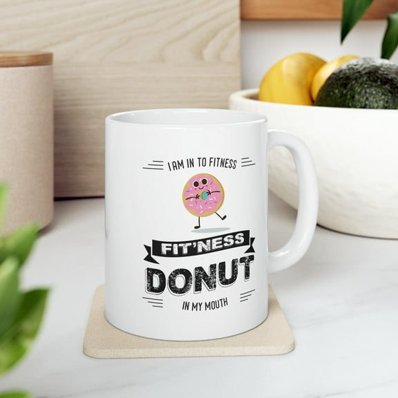Donut Lover 11 oz Coffee Mug - Humorous Workout Design White Ceramic Gift