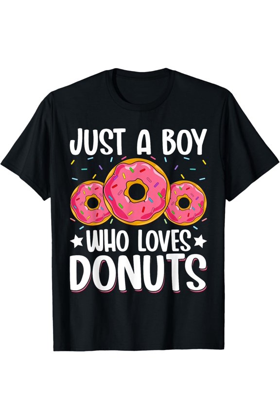 Kids Men - Funny Just a Boy Who Loves Donuts T-Shirt