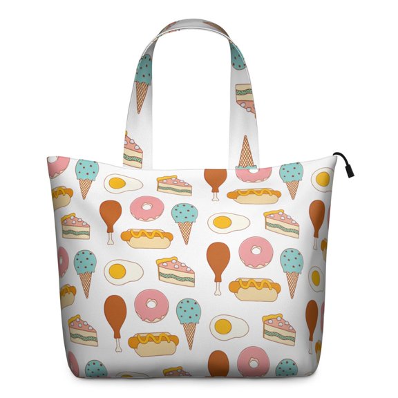Donut Lover Weekender Bag with Pink Vintage Donut Prints Lightweight Travel Tote with Cute Cake Coffee Designs, Multipurpose for Travel Gym