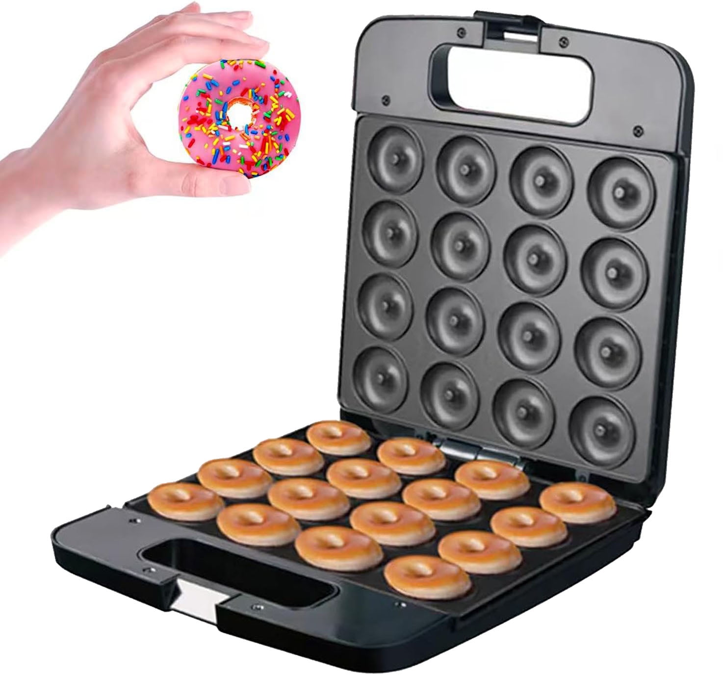 1400W Nonstick Donut Maker Machine, KidFriendly, Makes 16 Doughnuts