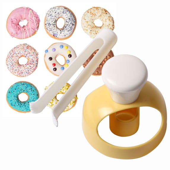 Donut Maker Mold with Dipping Plier,DIY Baking Tool for Homemade Donuts,Non-Stick Dessert Cutter,Kitchen Gadget