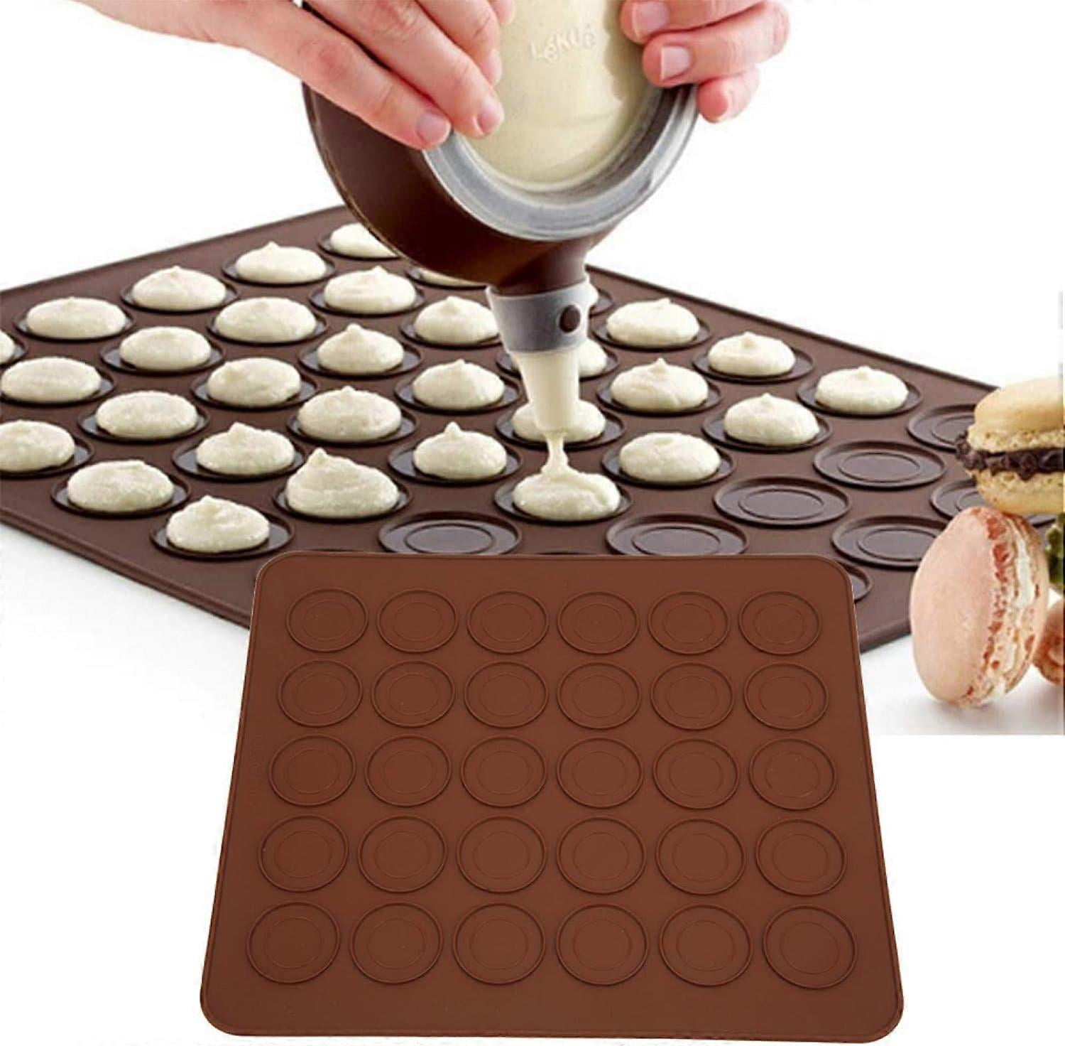 2pcs Macaron Baking Mat Non-Stick Silicone Macaron Oven Mat Pastry Cake Baking Tool Kitchen Accessory (30 Holes),