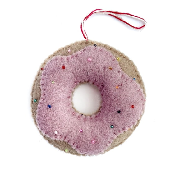 Donut Ornament - Felt Wool Fair Trade Handmade Christmas Nepal