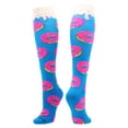 thumbnail image 1 of Donut Over the Calf Socks (Paradise Blue/Neon Pink, Small), 1 of 2