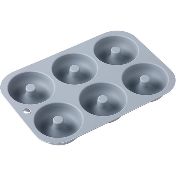 Donut Pan for Baking, Non-Stick Silicone Doughnut Pan Set, Heat Resistant, Make Perfect Donut Cake Biscuit Bagels, Dishwasher Safe, Gray