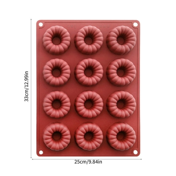 Donut Pan for Baking - Non-Stick Silicone Pan 12-Link Donut Mould Silicone Donut Mold Heat Resistant Make Donut Cake
