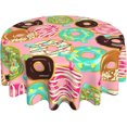 thumbnail image 1 of Donut Party Tablecloth, Birthday Table Cloth for Party Decoration, Round 60 Inch, Donut Food Themed Tablecloths for Dinner Kitchen Party Picnic, 1 of 6
