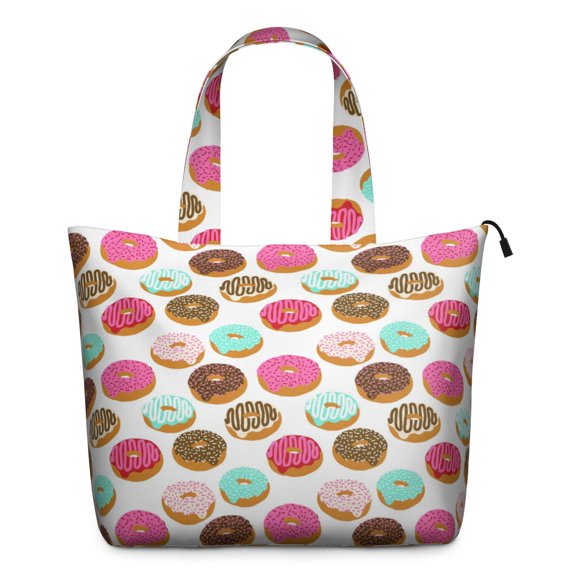 Donut Party Themed Weekender Bag Lightweight Multipurpose Tote with Large Capacity Multiple Pockets for Travel Gym