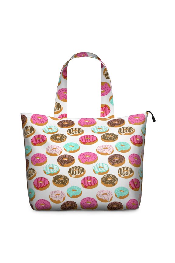 Donut Party Themed Weekender Bag Lightweight Multipurpose Tote with Large Capacity Multiple Pockets for Travel Gym