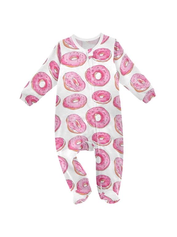 Donut Pattern Baby Sleeper One-Piece Footies Newborn Roomper 3Months