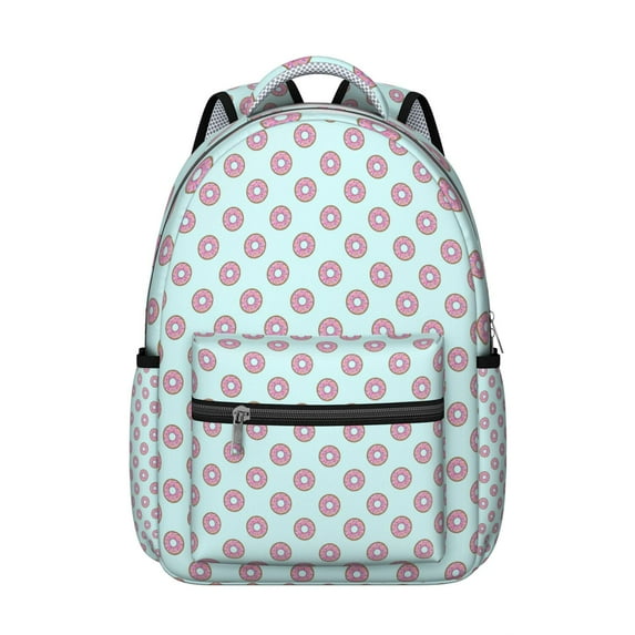 Donut Pattern Backpack for School, Cute Dessert Themed Bookbag with Large Capacity, Lightweight Daypack for Travel and Daily Use,Large Capacity Travel for Commuting, Campus and Weekend Trips